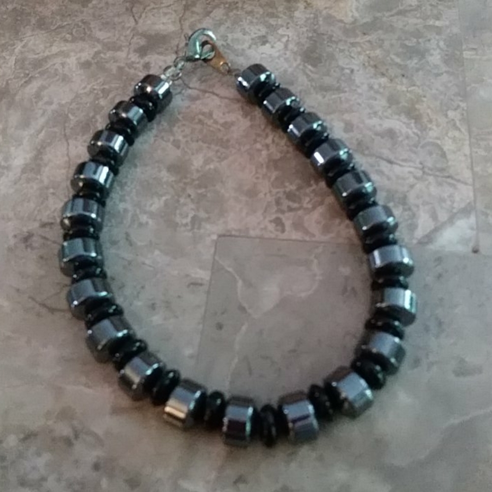 NWOT Silver and black handmade bracelet